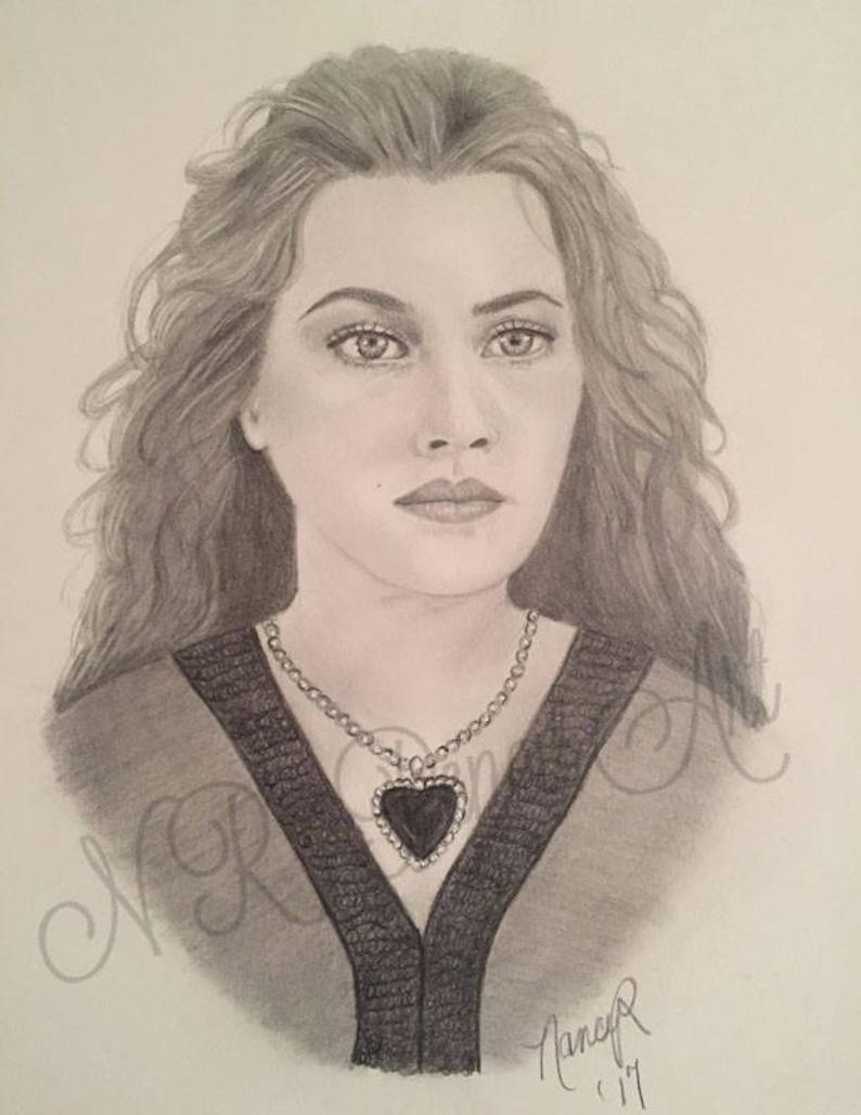 794x1028 rose in titanic original drawing of kate winslet in graphite etsy - Titanic Original Drawing