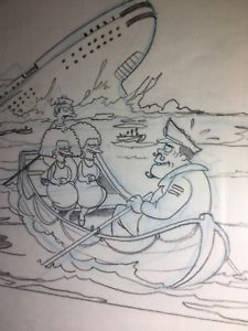 225x300 simpsons original framed art simpson titanic ship sinking peg - Titanic Original Drawing