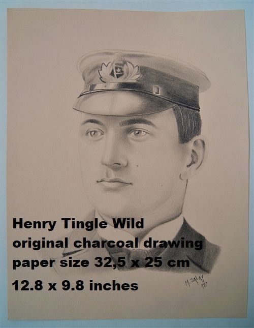 500x645 Titanic Chief Officer Henry Tingle Wilde Original Charcoal Drawing - Titanic Original Drawing