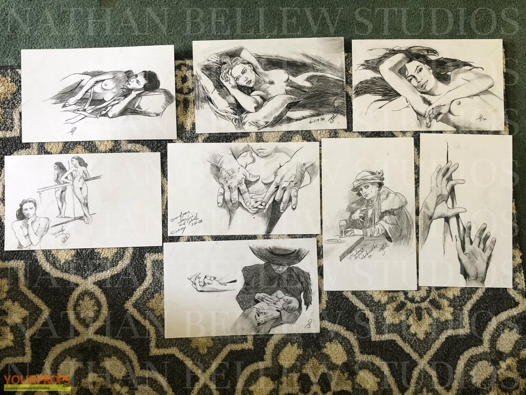 1680x1260 titanic jack dawson sketches set replica movie prop - Titanic Original Drawing