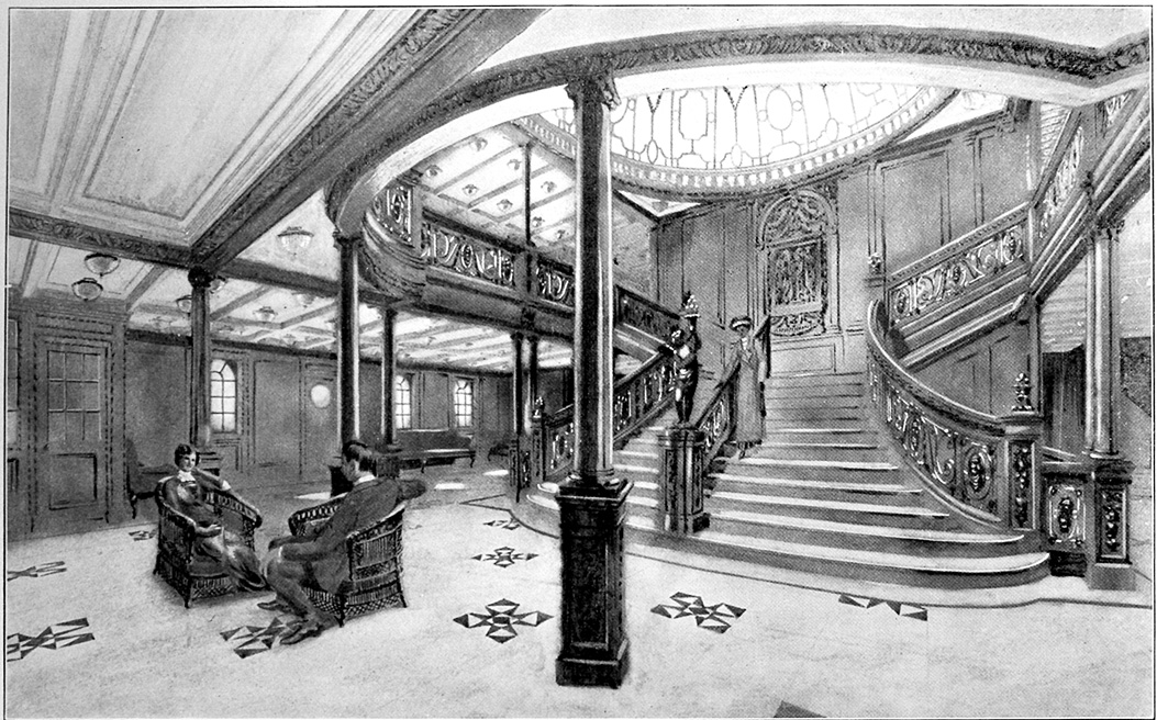 1053x656 filedrawing of the grand staircase onboard the rms titanic - Titanic Original Drawing