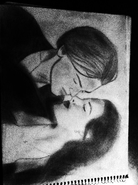 453x604 Titanic Images My Drawing Of Jack And Rose Kissin Scene In Black - Titanic Rose Drawing Real
