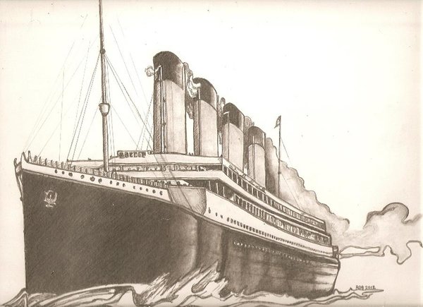 600x435 Titanic Drawing Art Print - Titanic Ship Drawing