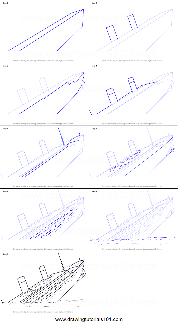 751x1376 How To Draw Titanic Sinking Printable Step - Titanic Sinking Drawing