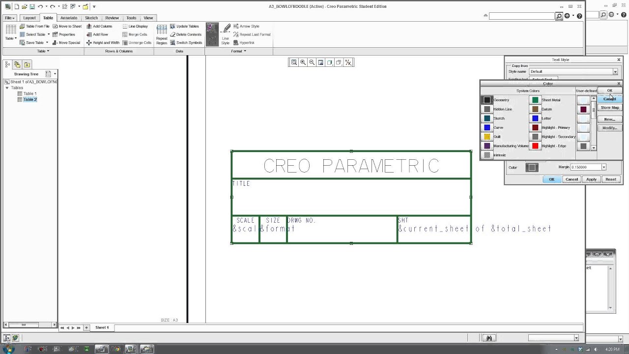 1280x720 creo tutorial - Title Drawing