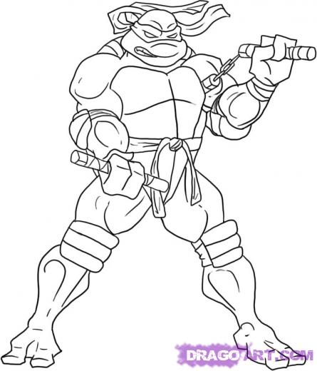 445x520 step how to draw michelangelo from the tmnt - Tmnt Michelangelo Drawing