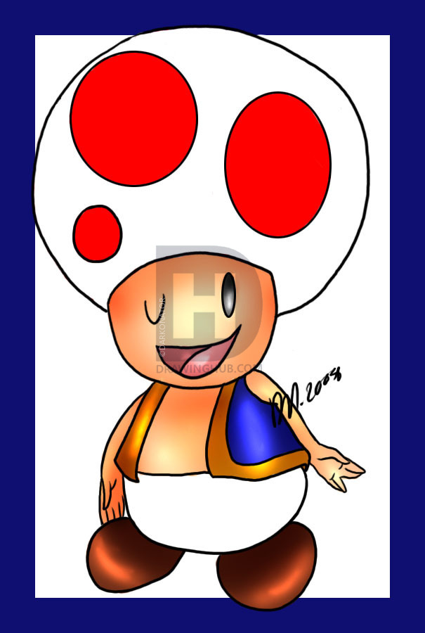 605x900 how to draw toad, step - Toad Mario Drawing
