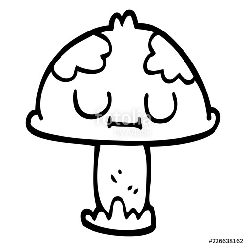 500x500 Line Drawing Cartoon Poisonous Toadstool Stock Image And Royalty - Toadstool Drawing