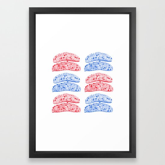 550x550 toast drawing, red and blue framed art print - Toast Drawing