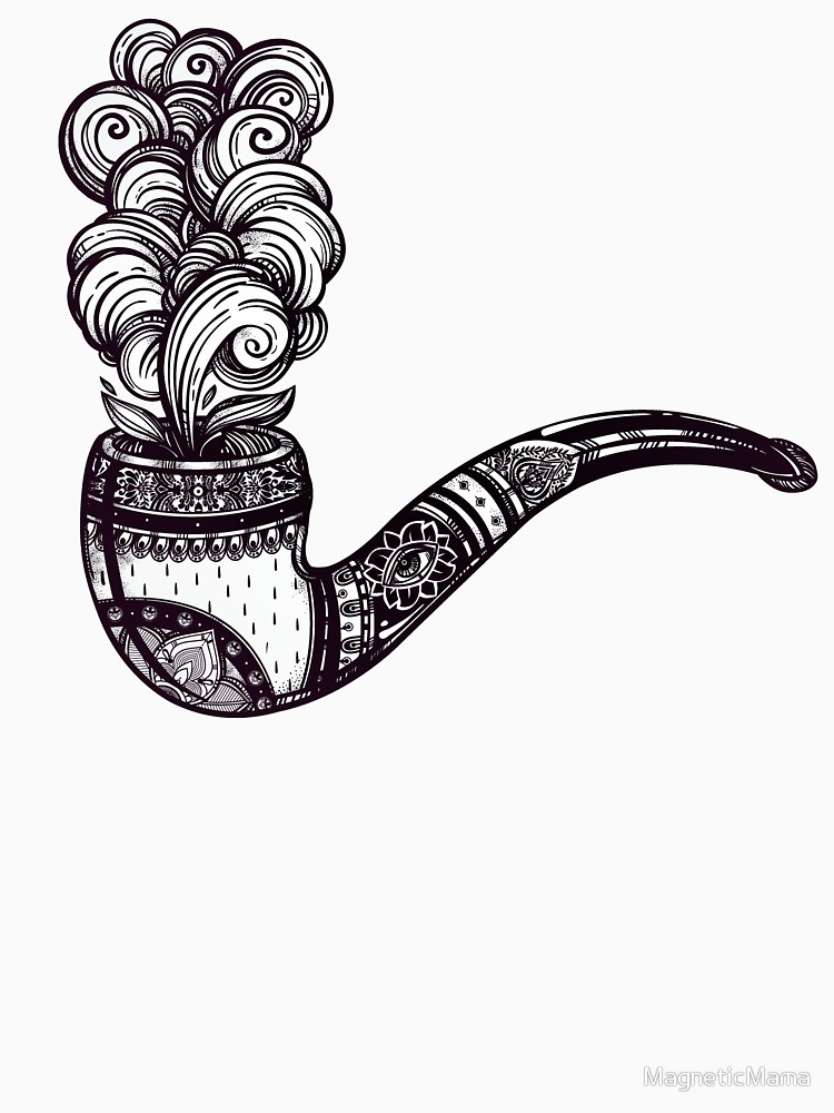 750x1000 tobacco pipe with puff of smoke ornate pipe drawing t shirt - Tobacco Drawing