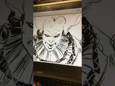 480x360 live drawing of stephen kings' pennywise clown - Todd Mcfarlane Drawing
