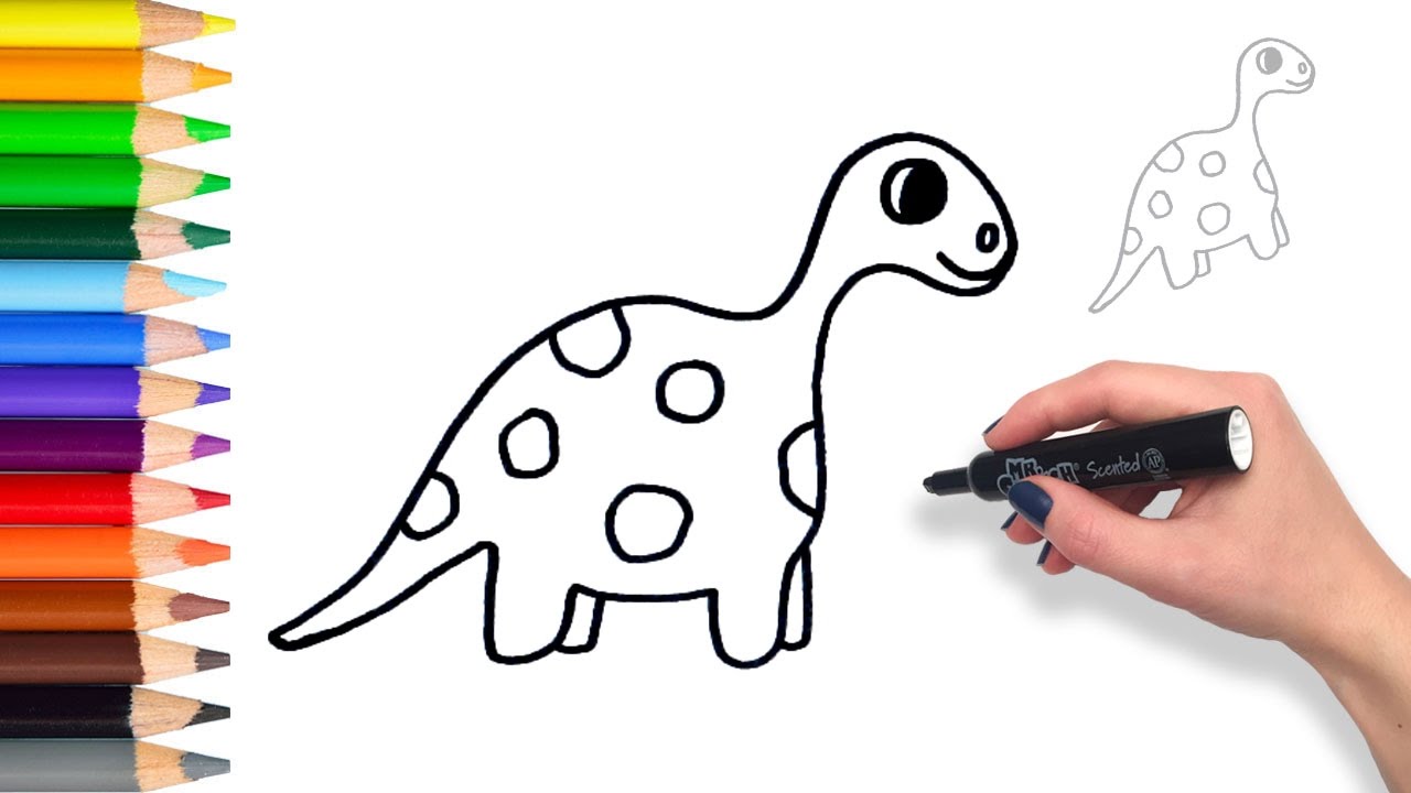 1280x720 learn how to draw a dinosaur teach drawing for kids and toddlers - Toddler Drawing