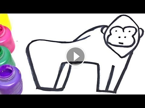 480x360 Glitter Gorilla Coloring And Drawing Learn Colors For Kids - Toddler Toys Drawing