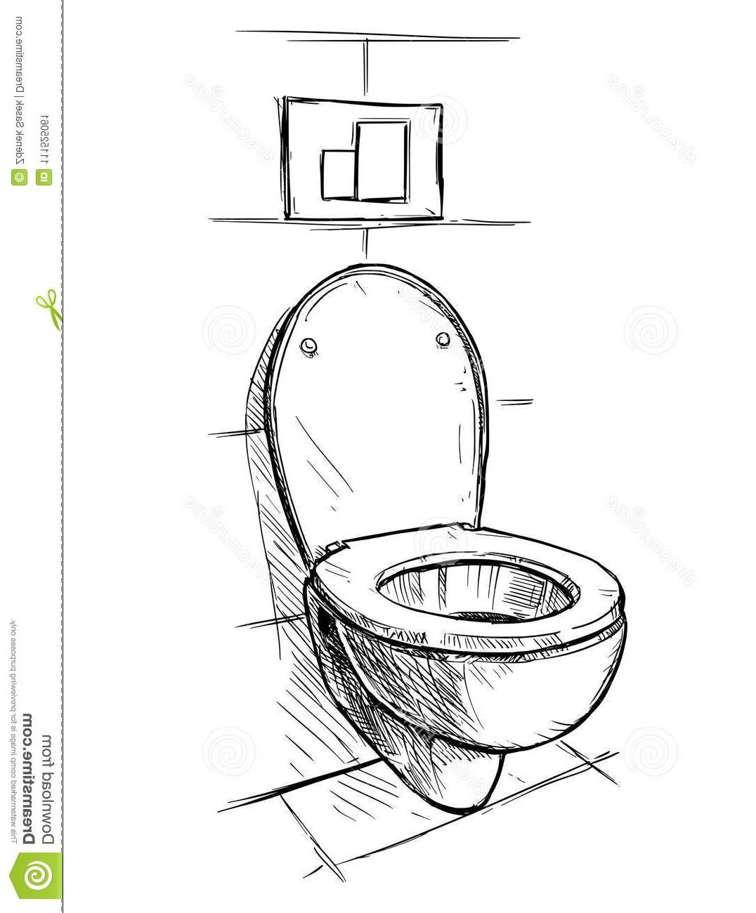1076x1300 vector hand drawing toilet bowl bathroom artistic pen ink illustration - Toilet Bowl Drawing