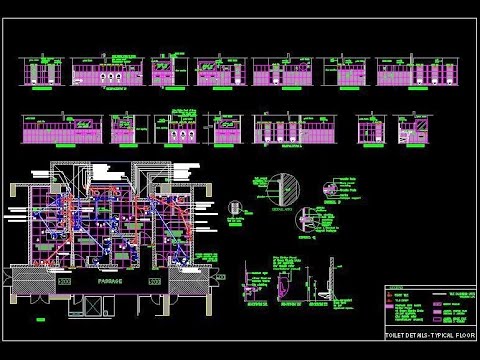 480x360 ladies and gents toilet detail with plumbing design autocad - Toilet Detail Drawing