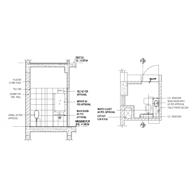 645x645 Ddaada Cad Toilet Details - Toilet Detail Drawing