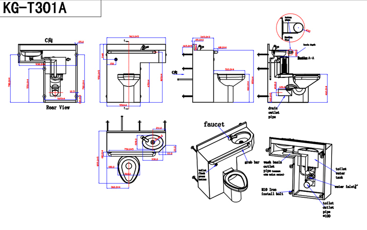750x470 design portable stainless steel combination public mobile - Toilet Detail Drawing