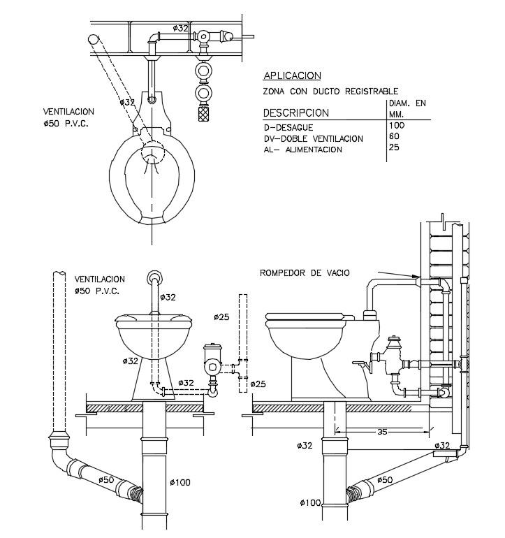 723x770 toilet installation details cad design free cad blocks - Toilet Drawing