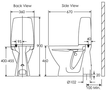 451x383 enware ifo increased height toilet - Toilet Line Drawing