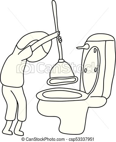 383x470 unidentified gender person using rubber plunger on the toilet - Toilet Line Drawing
