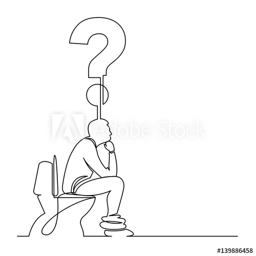 500x500 Continuous Line Drawing Of Man Sitting On Toilet Seat Thinking - Toilet Line Drawing