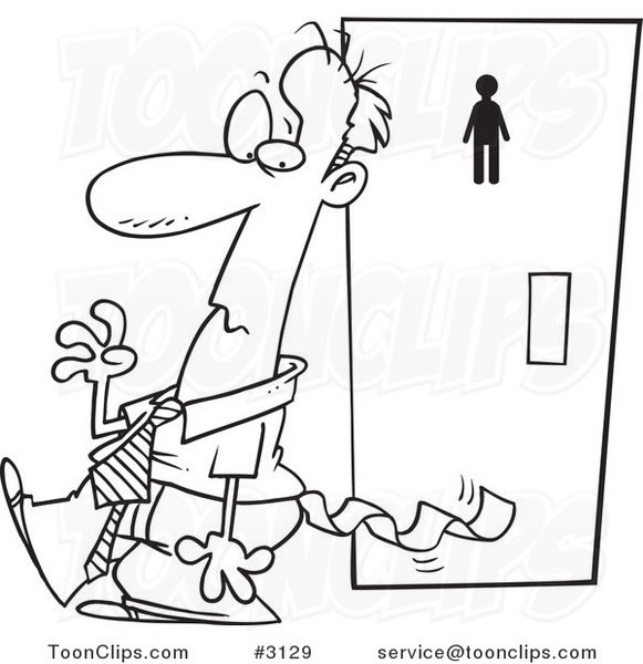 581x600 Cartoon Black And White Line Drawing Of An Embarrassed Business - Toilet Line Drawing