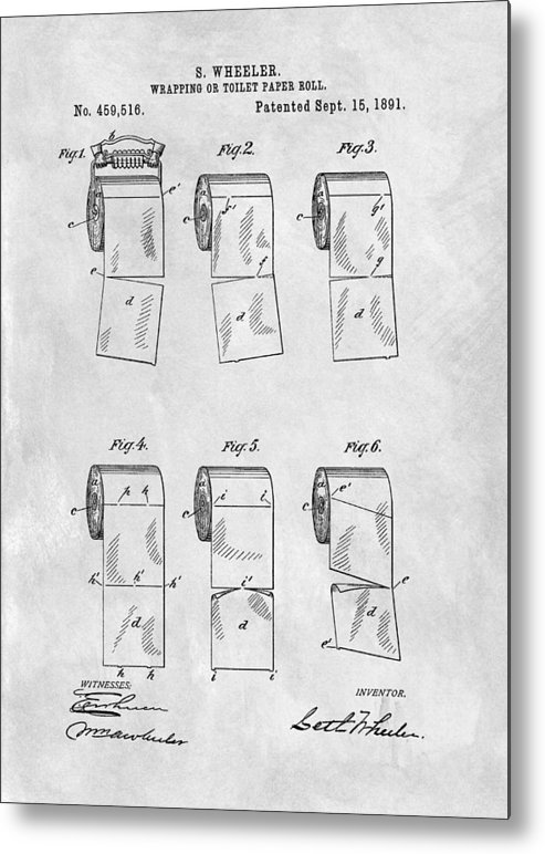 493x772 original toilet paper roll patent drawing metal print - Toilet Paper Patent Drawing