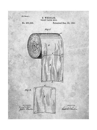 338x450 toilet paper patent art print - Toilet Paper Patent Drawing