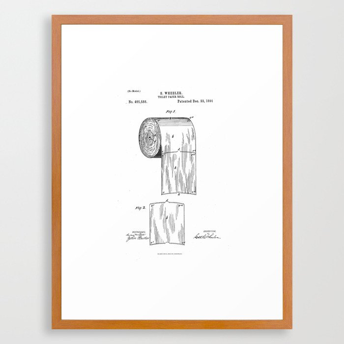 700x700 toilet paper patent drawing framed art print - Toilet Paper Patent Drawing