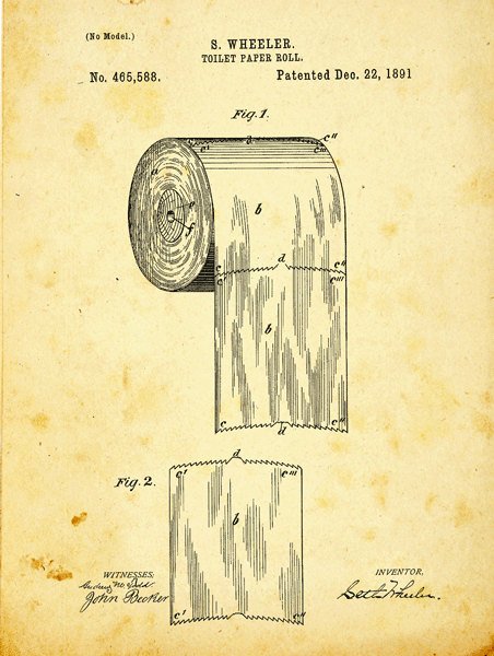 452x600 toilet paper patent drawing metal sign vintage bath etsy - Toilet Paper Patent Drawing