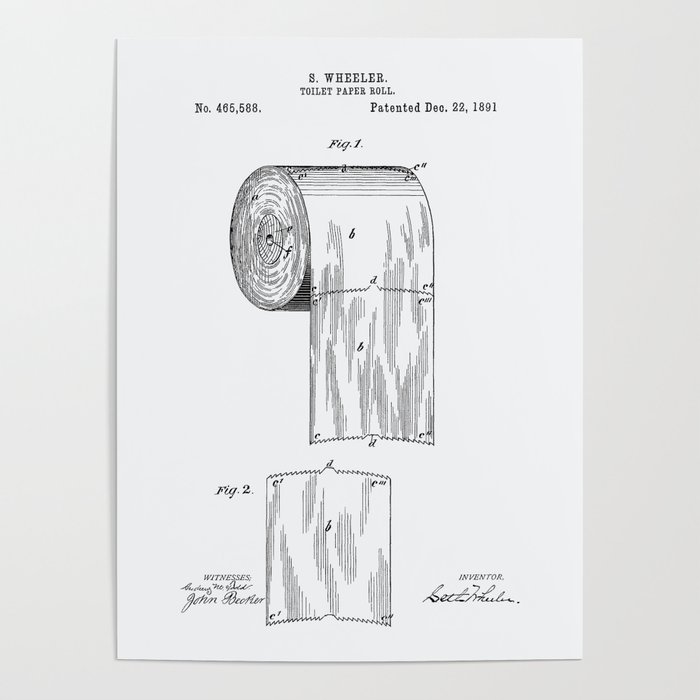 700x700 toilet paper roll patent art illustration whitepaper poster - Toilet Paper Patent Drawing