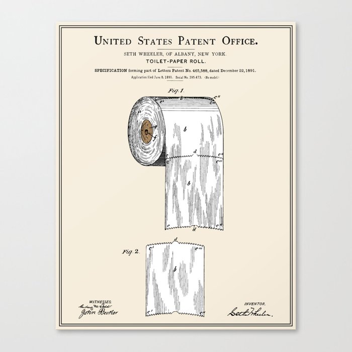 700x700 toilet paper roll patent canvas print - Toilet Paper Patent Drawing