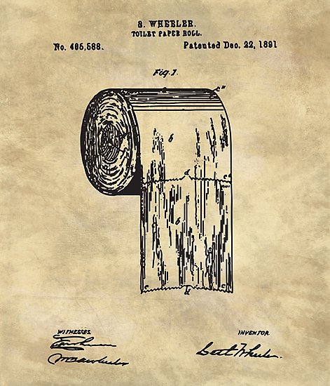 471x550 antique toilet paper roll beige blueprint patent illustration - Toilet Paper Patent Drawing