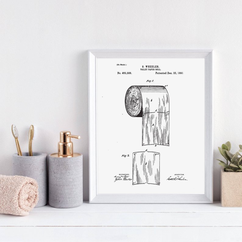 794x794 bathroom wall art printable toilet paper patent print etsy - Toilet Paper Patent Drawing