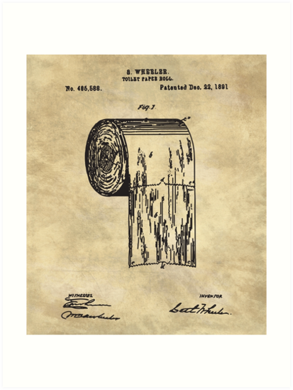 413x549 antique toilet paper roll beige blueprint patent illustration - Toilet Paper Roll Patent Drawing