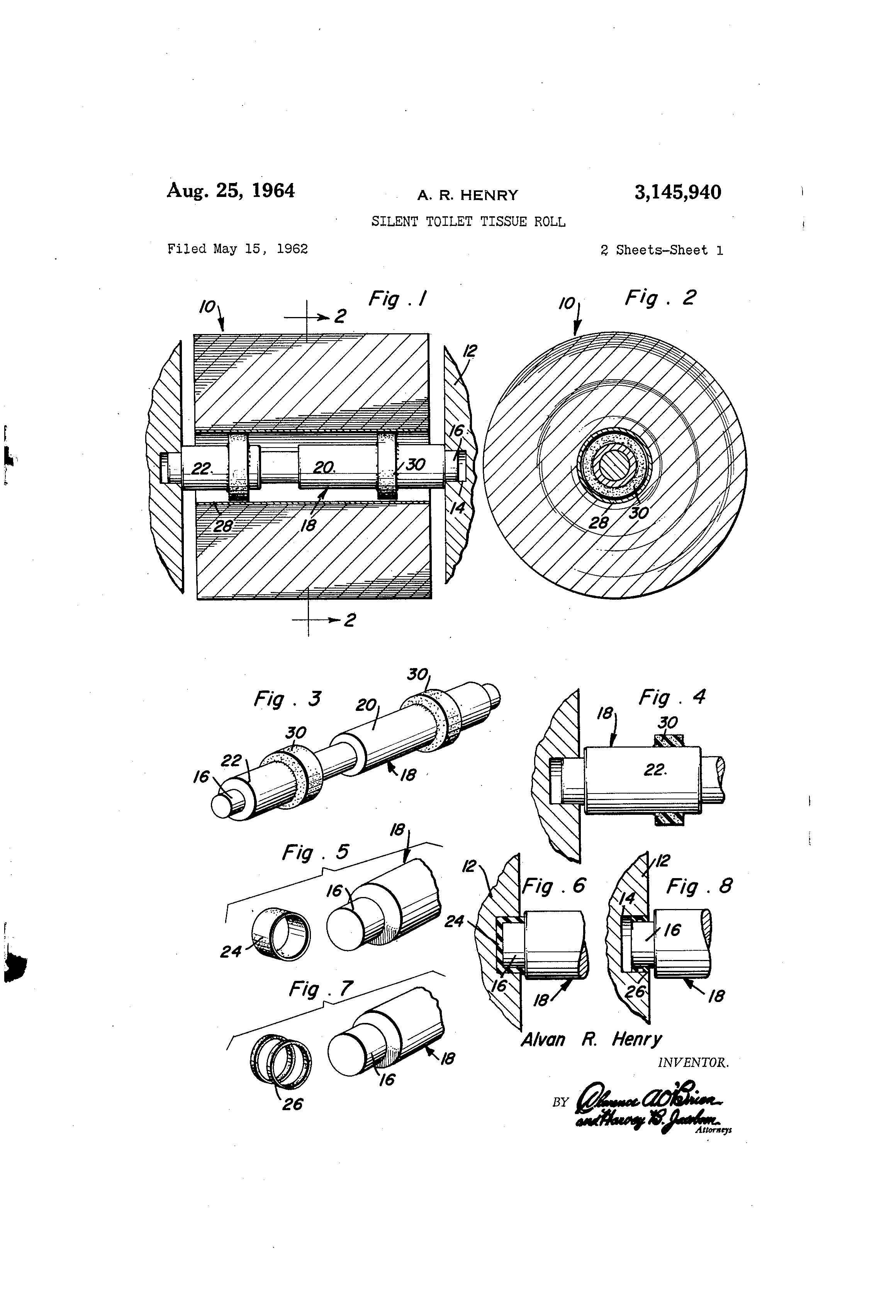 2320x3408 Brevet - Toilet Paper Roll Patent Drawing