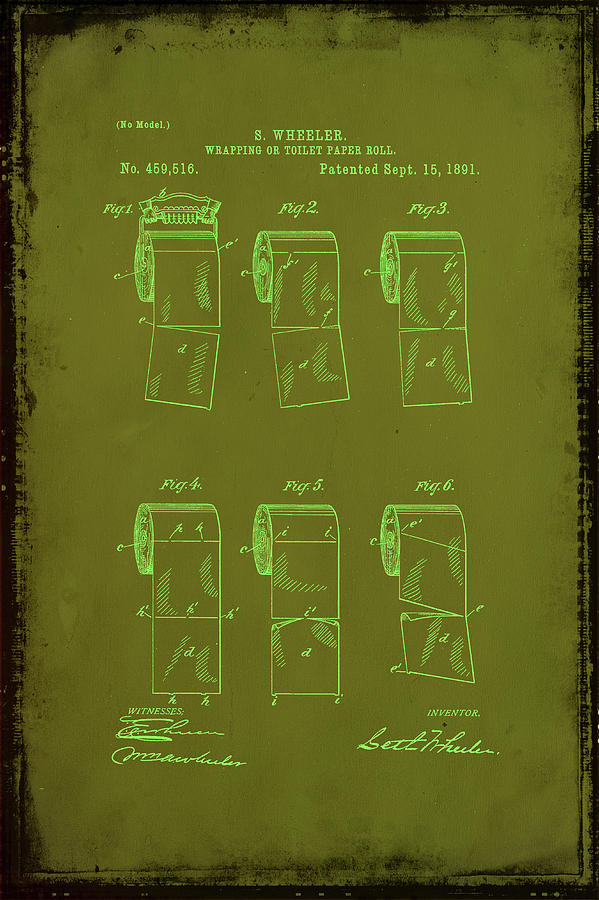 599x900 Toilet Paper Roll Patent Drawing Mixed Media - Toilet Paper Roll Patent Drawing
