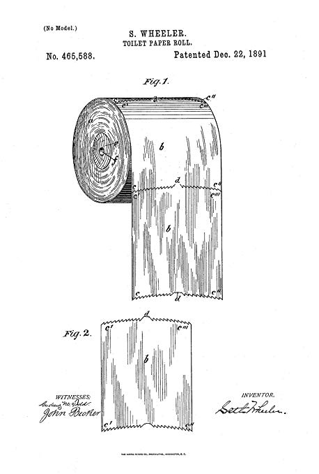 458x679 Paper Roll Print - Toilet Paper Roll Patent Drawing
