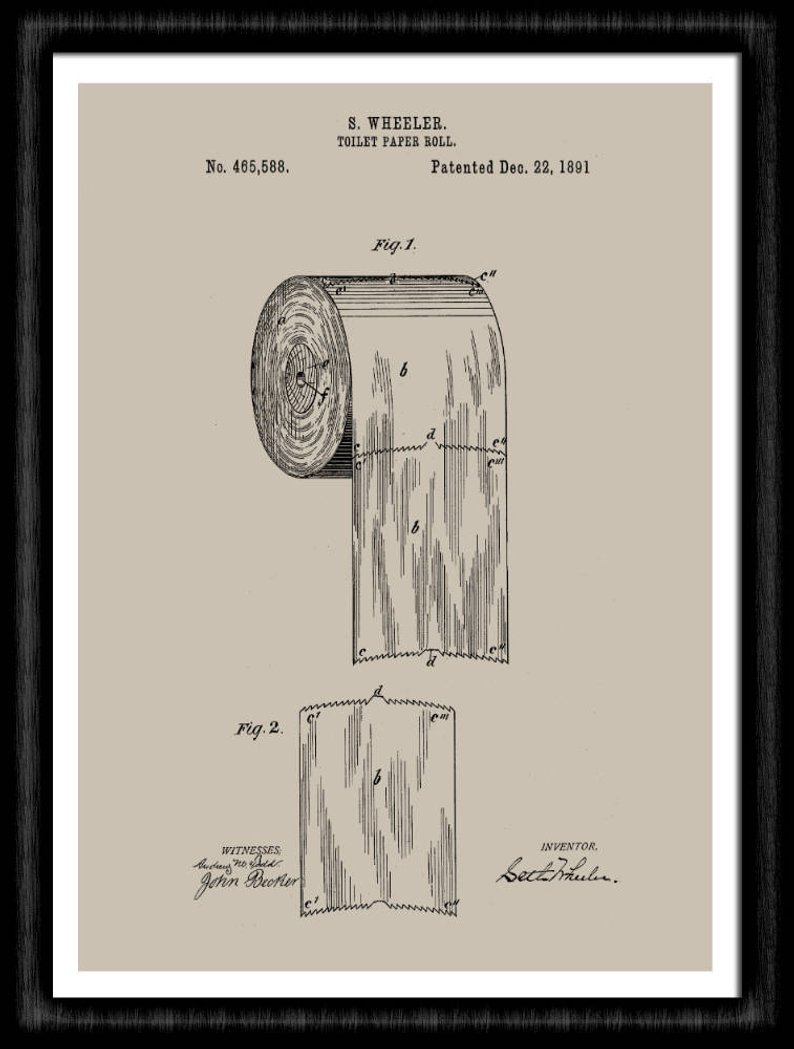 794x1049 antique toilet paper roll patent art print toilet etsy - Toilet Paper Roll Patent Drawing