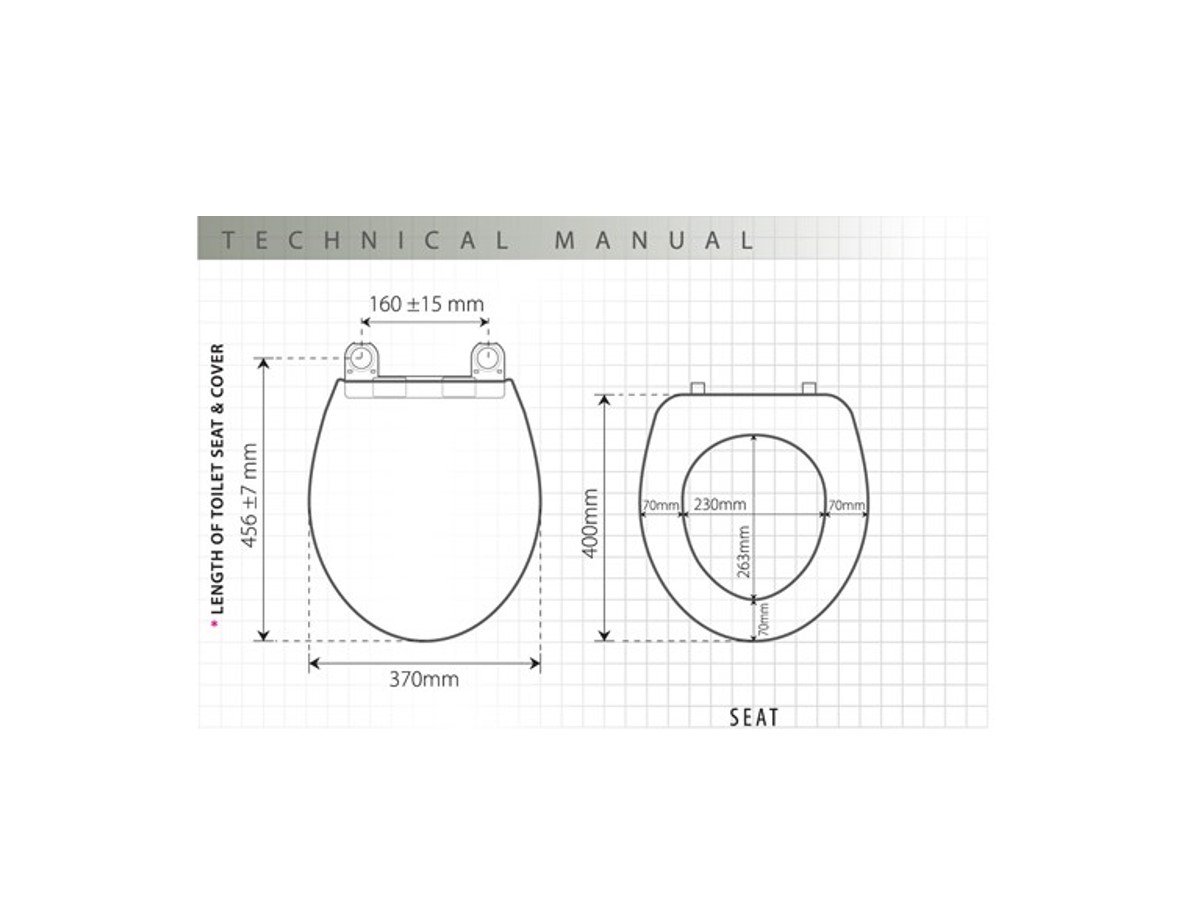 1202x902 White Soft Close Medium Duty Techplas Toilet Seat Cover - Toilet Seat Drawing