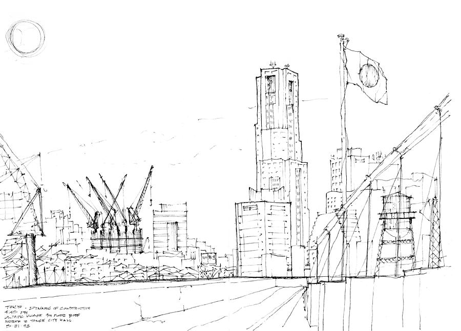 900x647 Tokyo Skyline Drawing - Tokyo Drawing