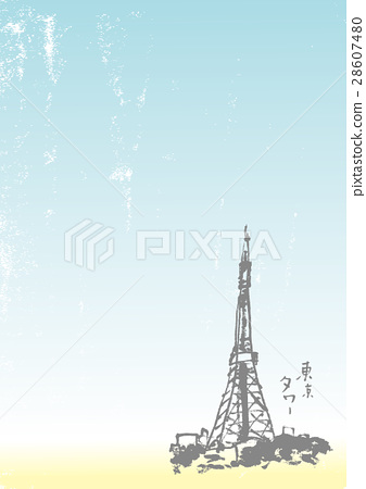 337x450 tokyo tower watercolor drawing hand painted - Tokyo Tower Drawing