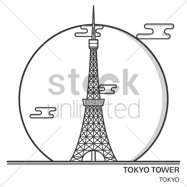 600x600 tokyo tower vector image - Tokyo Tower Drawing