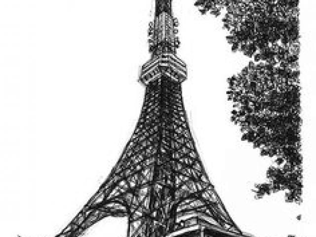 640x480 drawn eiffel tower tokyo tower - Tokyo Tower Drawing