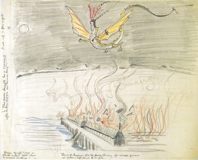 400x324 smaug sketches tumblr - Tolkien Smaug Drawing