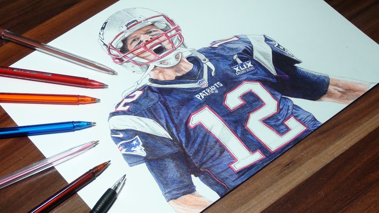 1280x720 Tom Brady Pen Drawing - Tom Brady Drawing
