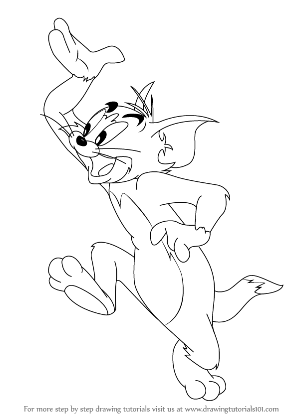 597x843 Learn How To Draw Tom From Tom And Jerry - Tom Drawing