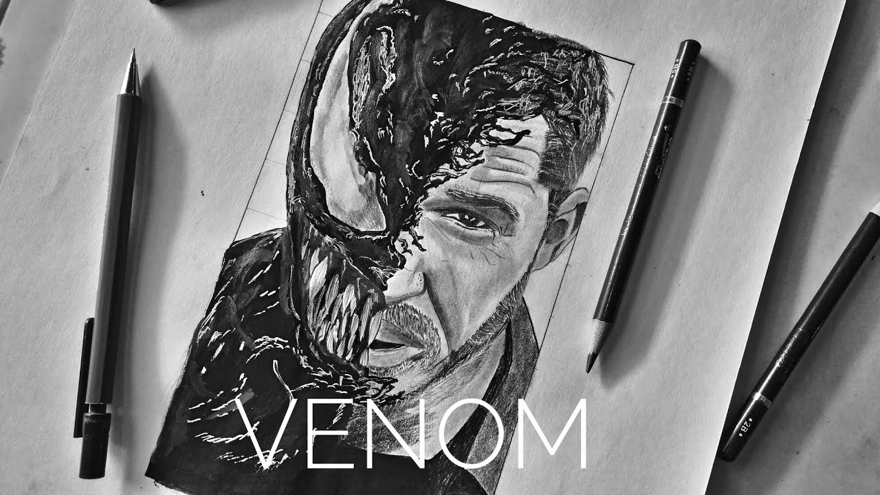 1280x720 Venom Drawing Tom Hardy As Venom Drawing - Tom Hardy Drawing