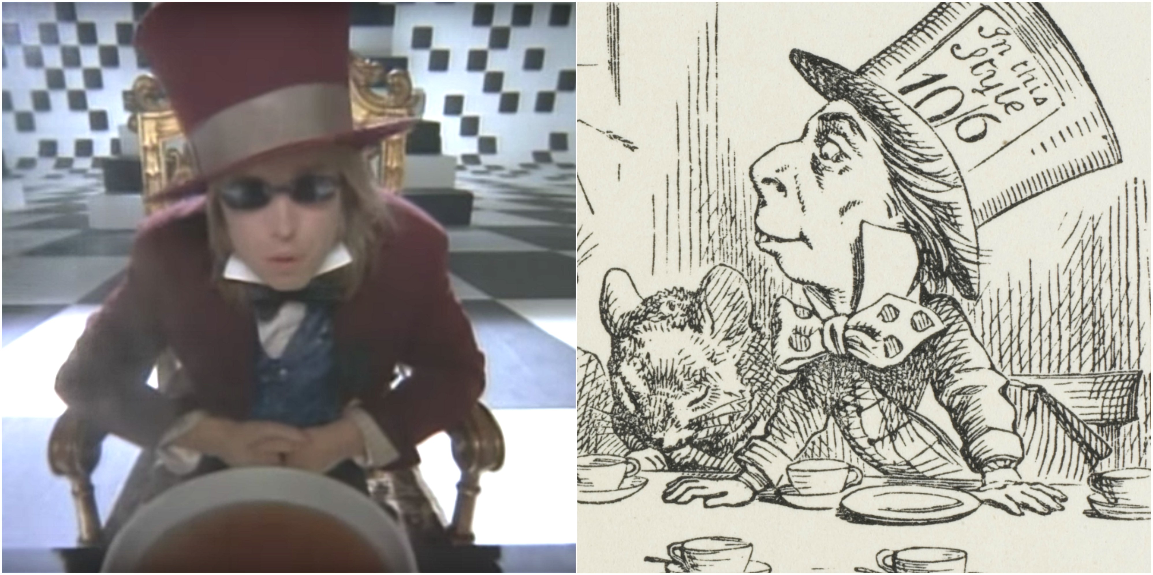 3994x1994 Tom Petty's Don't Come Around Here No More Alice In Wonderland - Tom Petty Drawing