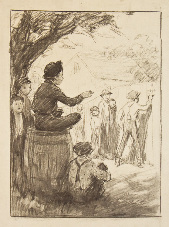 557x750 Preliminary Drawing For Illustration To The Adventures Of Tom - Tom Sawyer Drawing